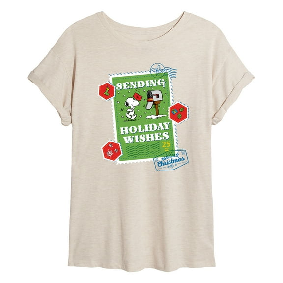 Peanuts - Christmas - Sending Holiday Wishes - Women's Oversized T-Shirt