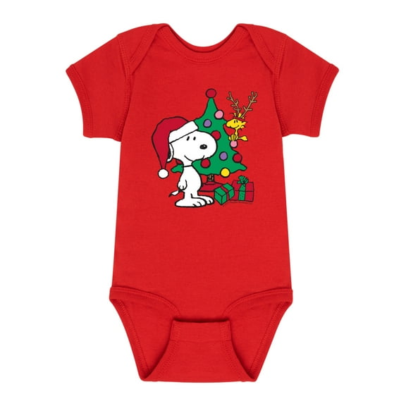 Peanuts - Christmas - Snoopy, The Tree, & Woodstock - Infant Baby One Piece