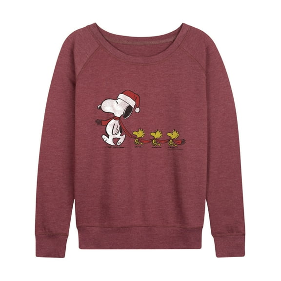 Peanuts - Christmas Snoopy & Woodstock - Women's French Terry Long Sleeve Pullover