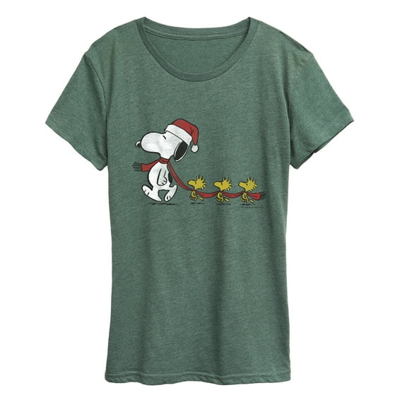 Peanuts - Christmas Snoopy & Woodstock - Women's Short Sleeve Graphic T-Shirt