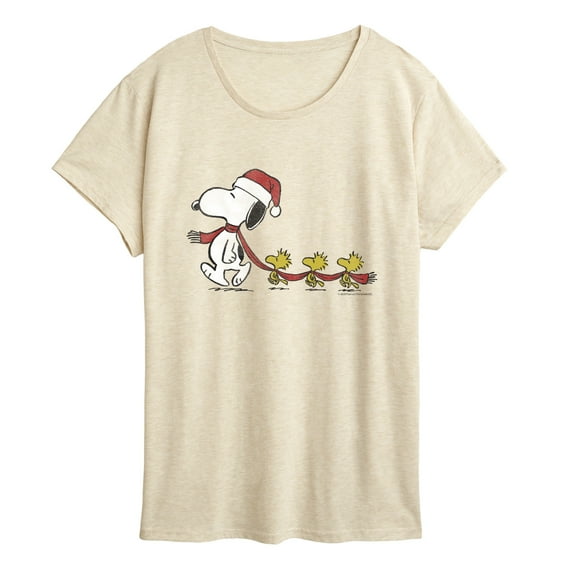Peanuts - Christmas Snoopy & Woodstock - Women's Short Sleeve Graphic T-Shirt