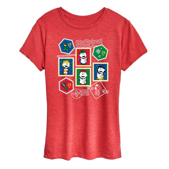 Peanuts - Christmas Stamps - Women's Short Sleeve Graphic T-Shirt