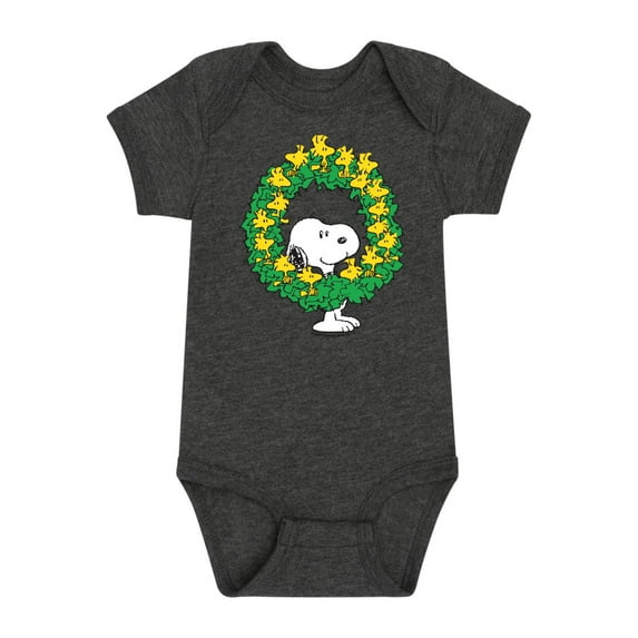 Peanuts - Christmas - Woodstock Wreath & Snoopy - Infant Baby One Piece
