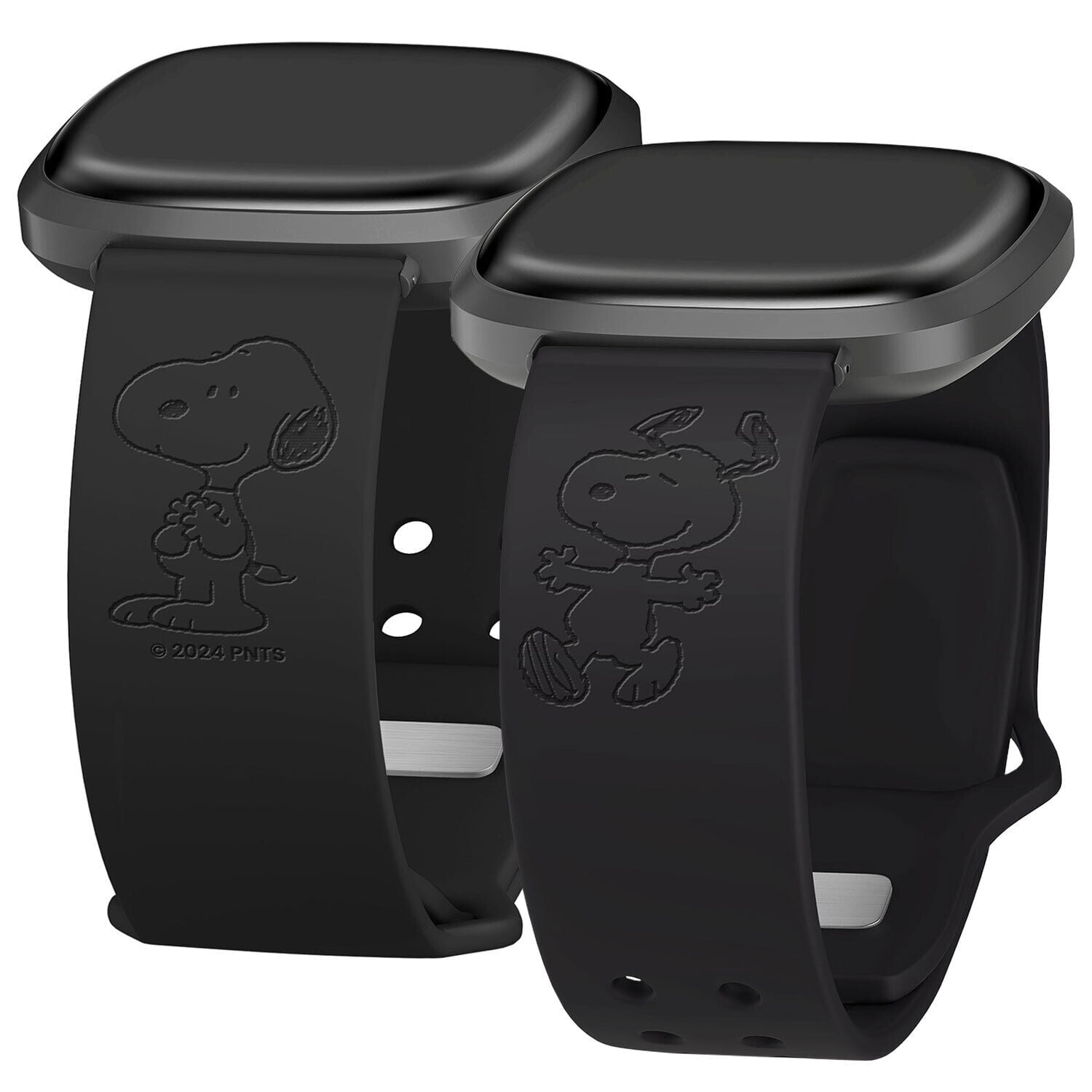 Peanuts Classic Engraved Silicone Watch Band Compatible with FitBit Versa 3 & Sense (20mm Snoopy Black) by Affinity Bands