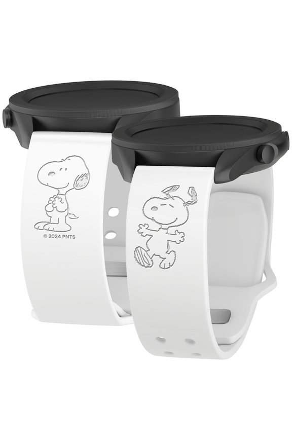 Peanuts Engraved Silicone Smartwatch Band Compatible with Samsung Galaxy Watch, 20mm, Snoopy White by Affinity Bands