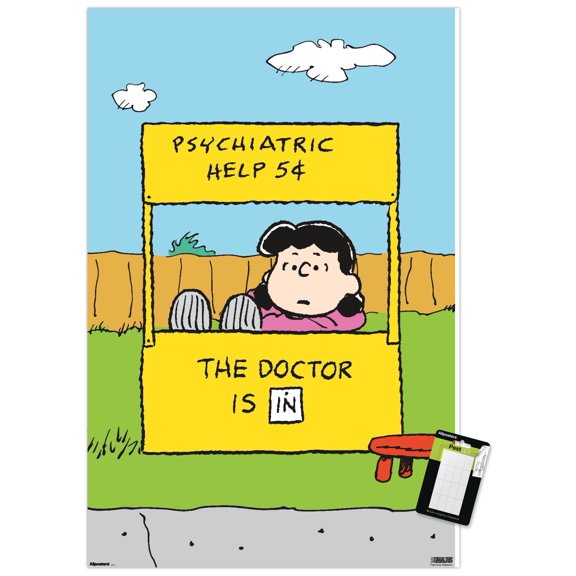 Peanuts: Classic - Lucy's Psychiatric Help Wall Poster, 22.375" x 34"