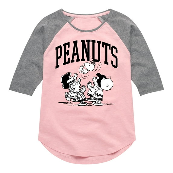 Peanuts - Collegiate Art - Toddler And Youth Girls Raglan Graphic T-Shirt