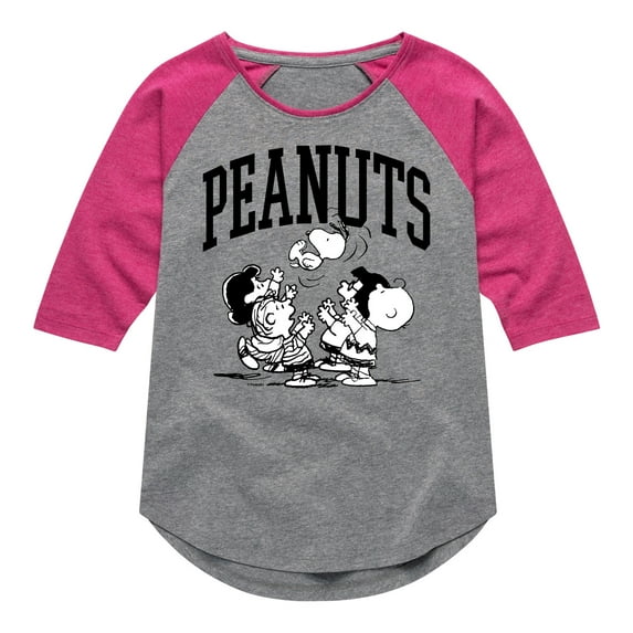 Peanuts - Collegiate Art - Toddler And Youth Girls Raglan Graphic T-Shirt