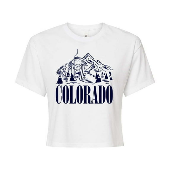 Peanuts - Colorado Charlie Brown - Juniors Cropped Cotton Blend T-Shirt