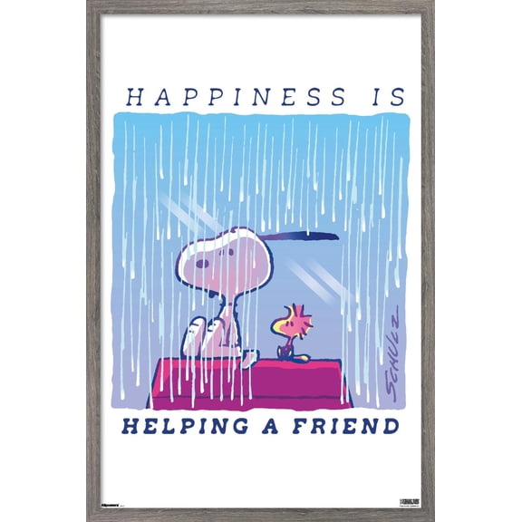 Peanuts: Comfort & Security - Happiness Is Wall Poster, 22.375" x 34" Framed