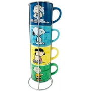 Silver Buffalo Peanuts Comic Strip 4-Pack Ceramic Mug Stack, 10-Ounces