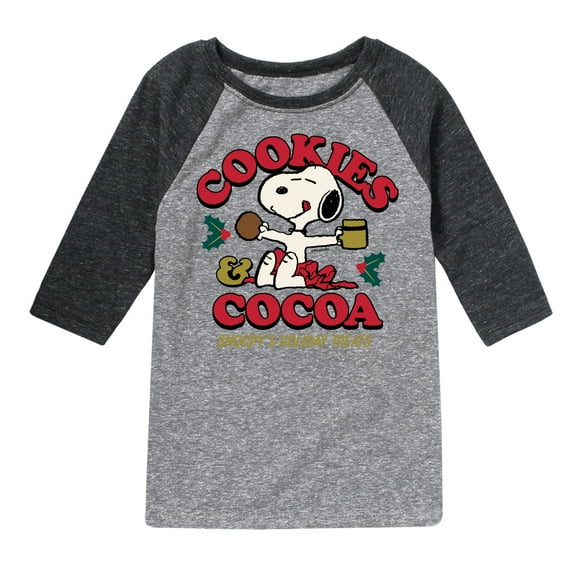 Peanuts - Snoopy Christmas Cookies and Cocoa - Toddler And Youth Raglan Graphic T-Shirt