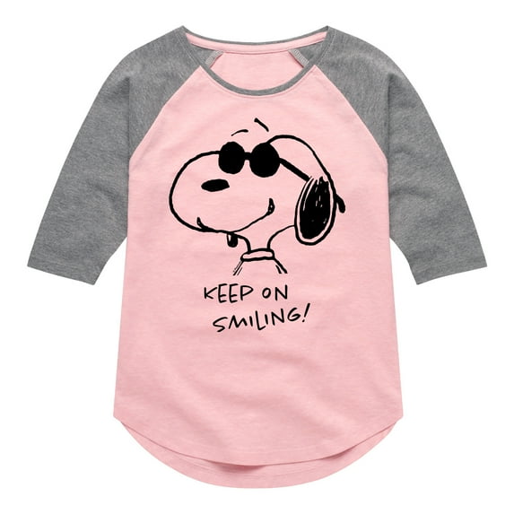 Peanuts - Cool Joe Keep On Smiling - Youth Girls Raglan Tee