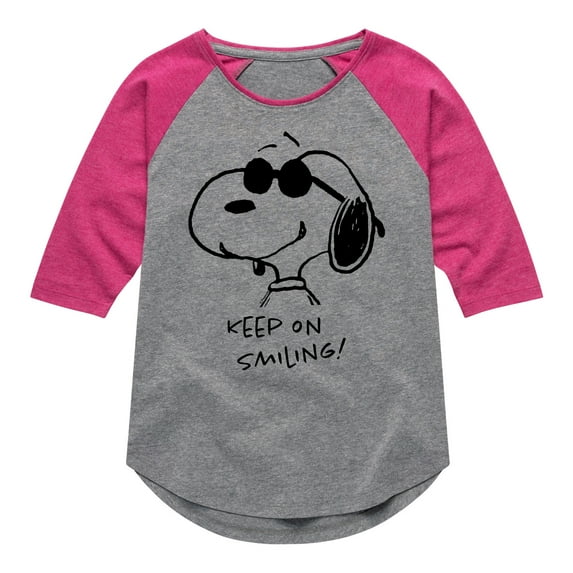 Peanuts - Cool Joe Keep On Smiling - Youth Girls Raglan Tee