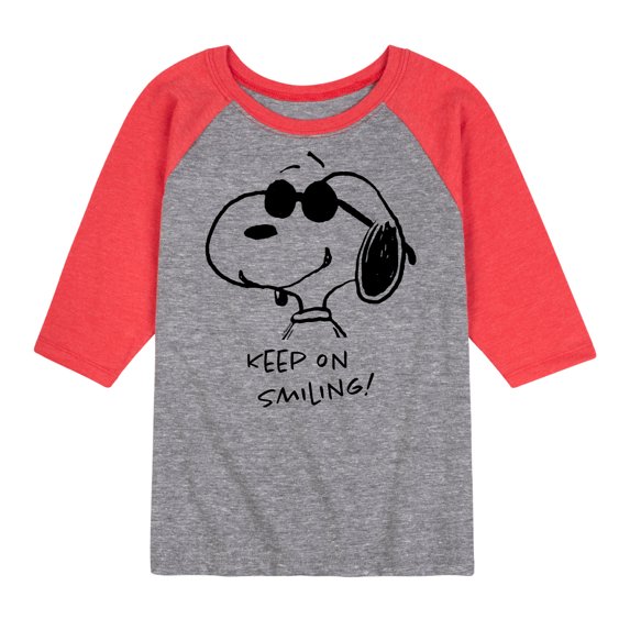 Peanuts - Cool Joe Keep On Smiling - Youth Raglan Tee