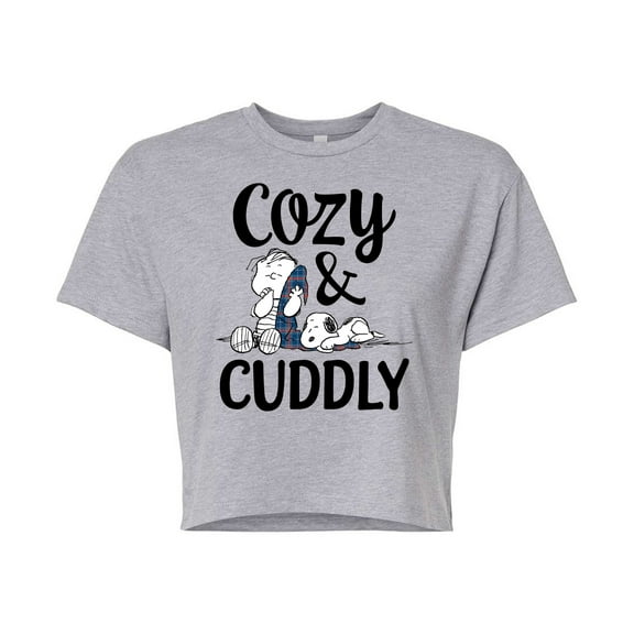 Peanuts - Cozy And Cuddly - Juniors Cropped Cotton Blend T-Shirt