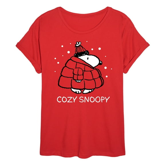 Peanuts - Cozy Snoopy - Juniors Ideal Flowy Muscle T-Shirt