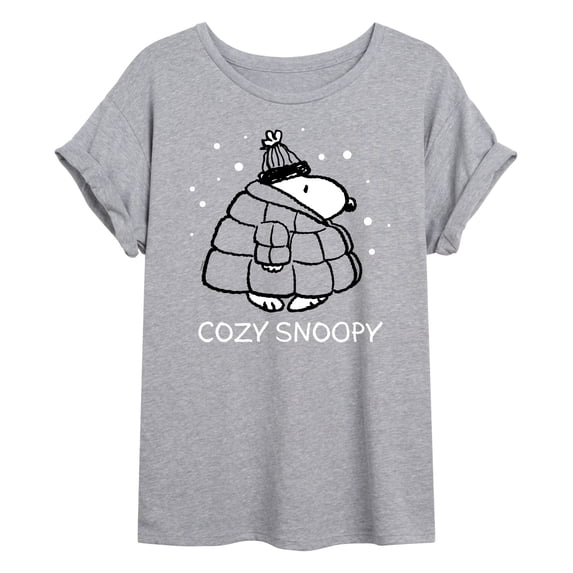 Peanuts - Cozy Snoopy - Juniors Ideal Flowy Muscle T-Shirt