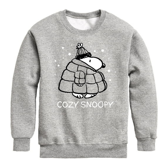 Peanuts - Cozy Snoopy - Toddler & Youth Crewneck Fleece Sweatshirt