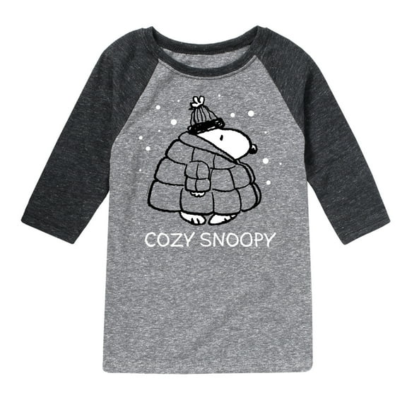 Peanuts - Cozy Snoopy - Toddler & Youth Raglan Graphic T-Shirt