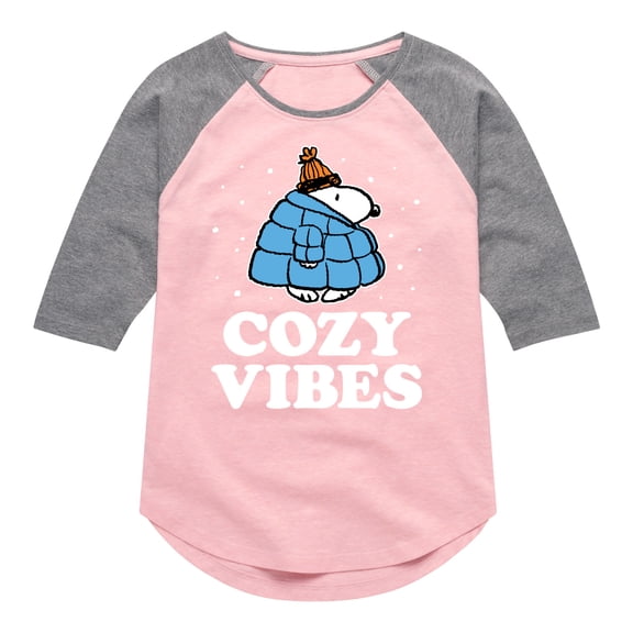 Peanuts - Cozy Vibes - Toddler And Youth Girls Raglan Graphic T-Shirt