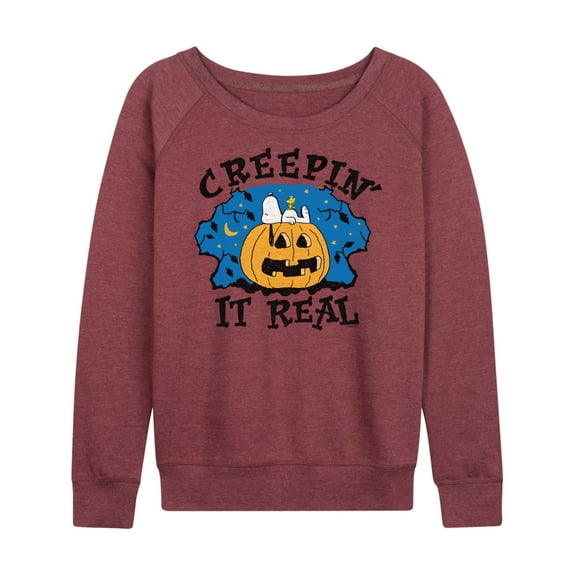Peanuts - Creepin It Real Halloween - Women's Lightweight French Terry Long Sleeve Shirt