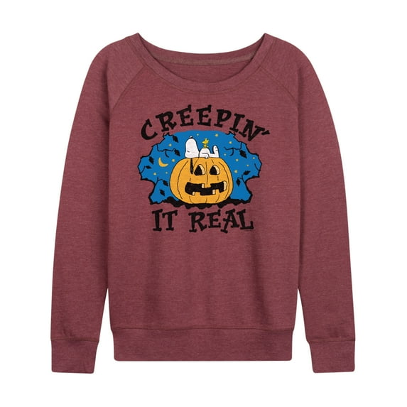 Peanuts - Creepin It Real Halloween - Women's Lightweight French Terry Long Sleeve Shirt