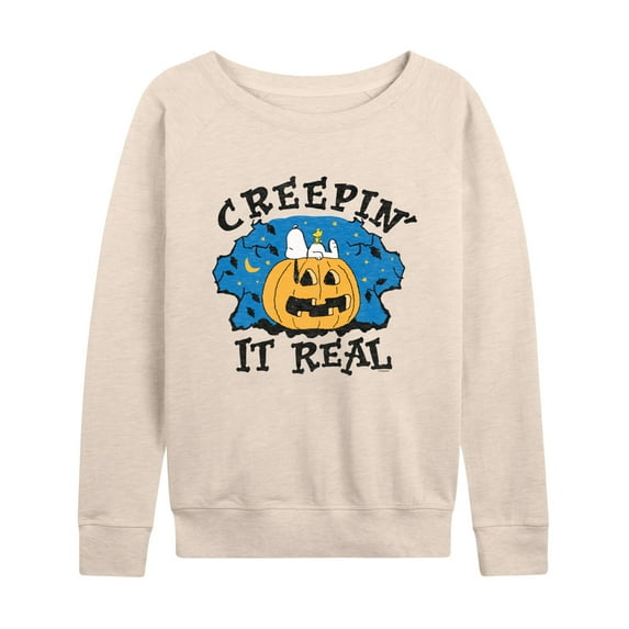 Peanuts - Creepin It Real Halloween - Women's Lightweight French Terry Long Sleeve Shirt
