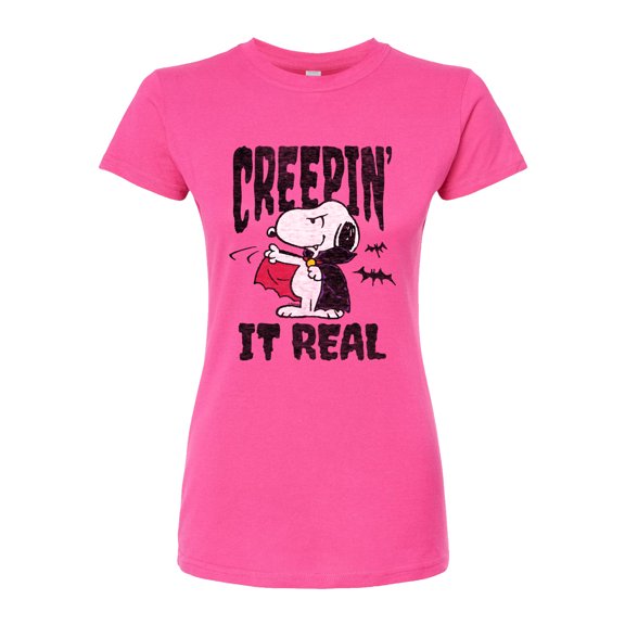 Peanuts - Creepin It Real - Juniors Fitted Graphic T-Shirt