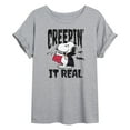 thumbnail image 1 of Peanuts - Creepin It Real - Juniors Ideal Flowy Muscle T-Shirt, 1 of 6