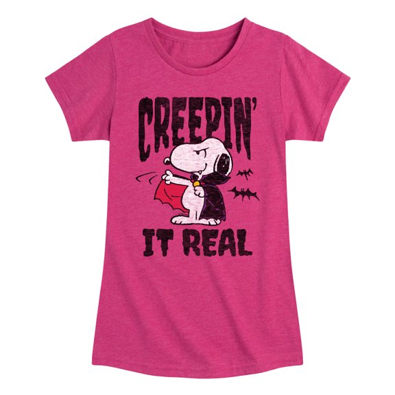 Peanuts - Creepin It Real - Toddler & Youth Girls Short Sleeve Graphic T-Shirt