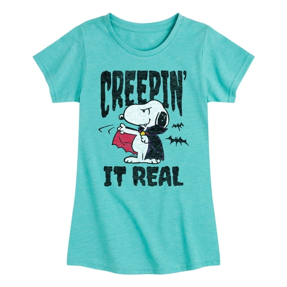 Peanuts - Creepin It Real - Toddler & Youth Girls Short Sleeve Graphic T-Shirt