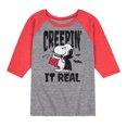 thumbnail image 1 of Peanuts - Creepin It Real - Toddler & Youth Raglan Graphic T-Shirt, 1 of 1