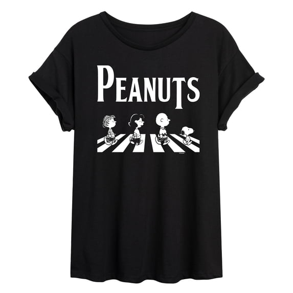 Peanuts - Crosswalk- Juniors Oversized Graphic T-Shirt