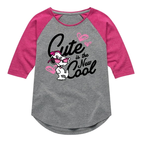 Peanuts - Cutesy New Cool - Toddler and Youth Girls Shirt Tail Raglan Graphic T-Shirt