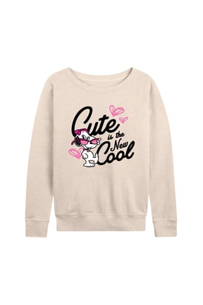 - Cutesy is the New Cool Belle Lightweight French Terry Wide Neck Long Sleeve Graphic Shirt