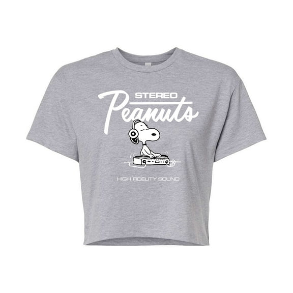 Peanuts - DJ Snoopy - Juniors Cropped Cotton Blend T-Shirt
