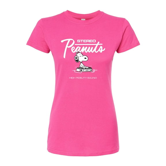 Peanuts - DJ Snoopy - Juniors Fitted Graphic T-Shirt