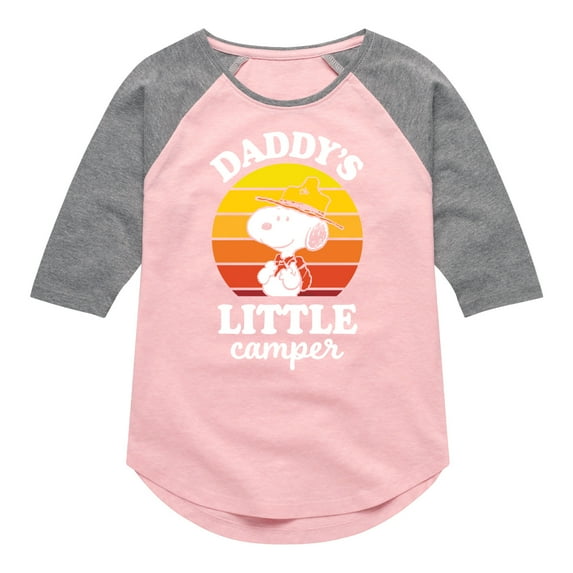 Peanuts - Daddy's Little Camper - Toddler And Youth Girls Raglan Graphic T-Shirt