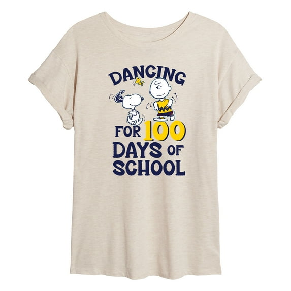 Peanuts - Dancing For 100 Days Of School - Juniors Ideal Flowy Muscle T-Shirt