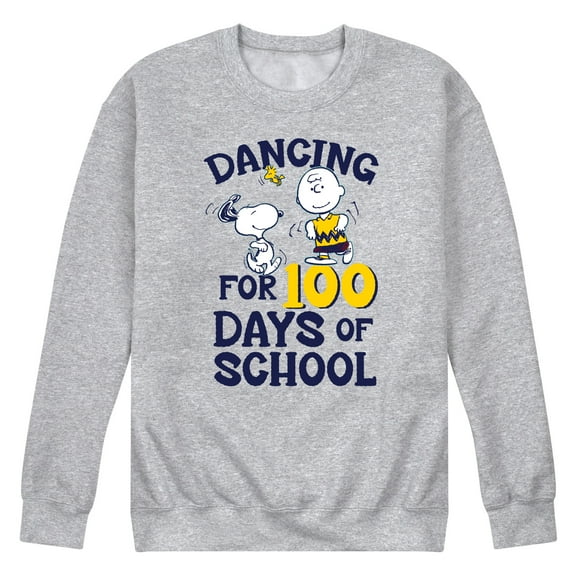 Peanuts - Dancing For 100 Days Of School - Men's Crew Neck Fleece Pullover