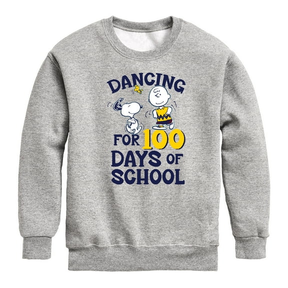 Peanuts - Dancing For 100 Days Of School - Toddler & Youth Crewneck Fleece Sweatshirt