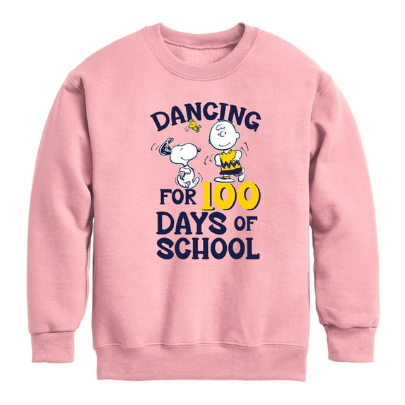 Peanuts - Dancing For 100 Days Of School - Toddler & Youth Crewneck Fleece Sweatshirt