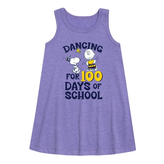 Peanuts - Dancing For 100 Days Of School - Toddler & Youth Girls A-line Dress