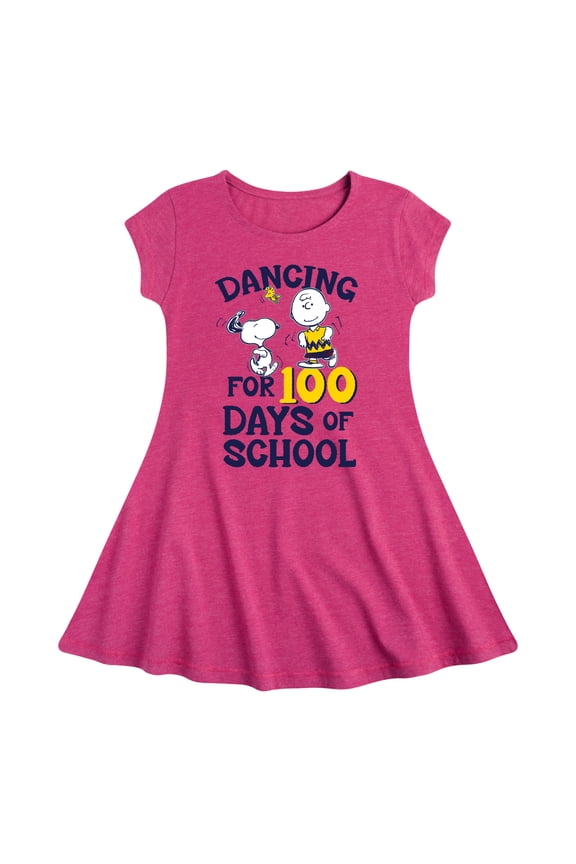 - Dancing For 100 Days Of School - Toddler & Youth Girls Fit & Flare Dress