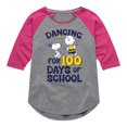thumbnail image 1 of Peanuts - Dancing For 100 Days Of School - Toddler & Youth Girls Raglan Graphic T-Shirt, 1 of 5