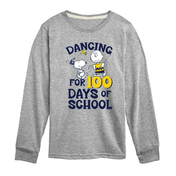 Peanuts - Dancing For 100 Days Of School - Toddler & Youth Long Sleeve Graphic T-Shirt