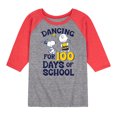 thumbnail image 1 of Peanuts - Dancing For 100 Days Of School - Toddler & Youth Raglan Graphic T-Shirt, 1 of 1