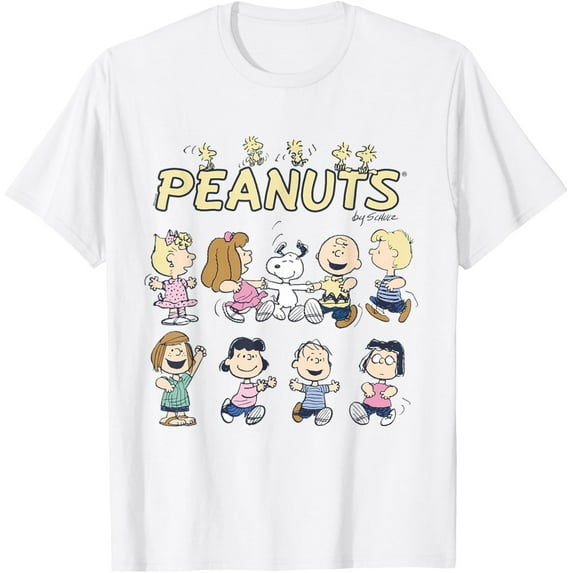 Peanuts Dancing Gang T-Shirt – Short Sleeve Cartoon Tee for Adults and Kids