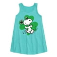 thumbnail image 1 of Peanuts - Dancing Snoopy Shamrock - Toddler and Youth Girls Aline Dress, 1 of 5